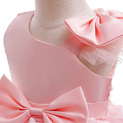 Vestido Borboleta Branco e Rosa de Verão para Meninas Vestido de Noiva de Tule Roupa de Batizado Roupa de Bebê Menina 1º Aniversário