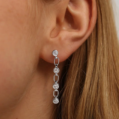 3mm Moissanite Earrings for Women Wedding Round Brilliant Cut Moissanite Stud Solid s925 Silver Dainty Tassel Earring