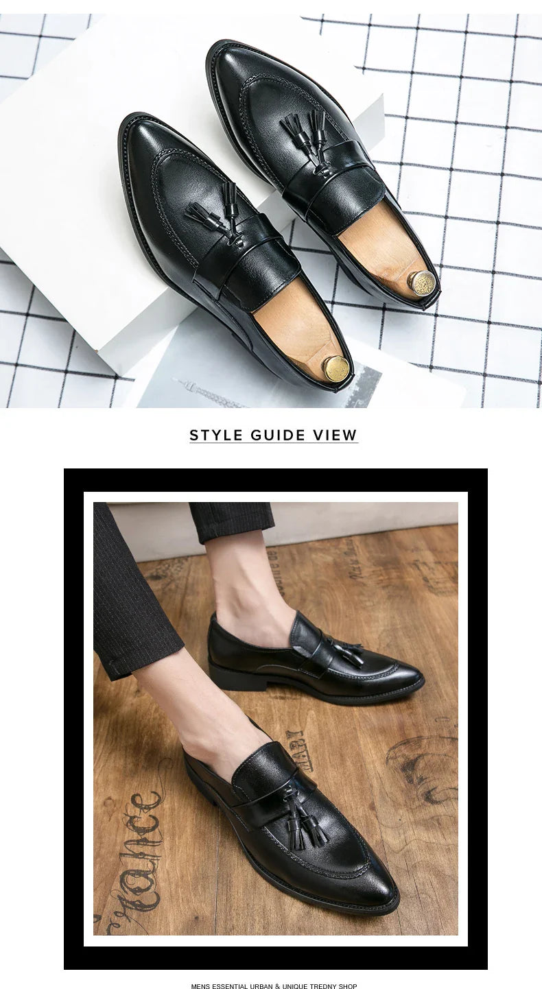 Classic Casual Leather Shoes For Men High Quality Social Office Shoes Men Slip On Loafers Flat Casual Business Leather Shoes Men