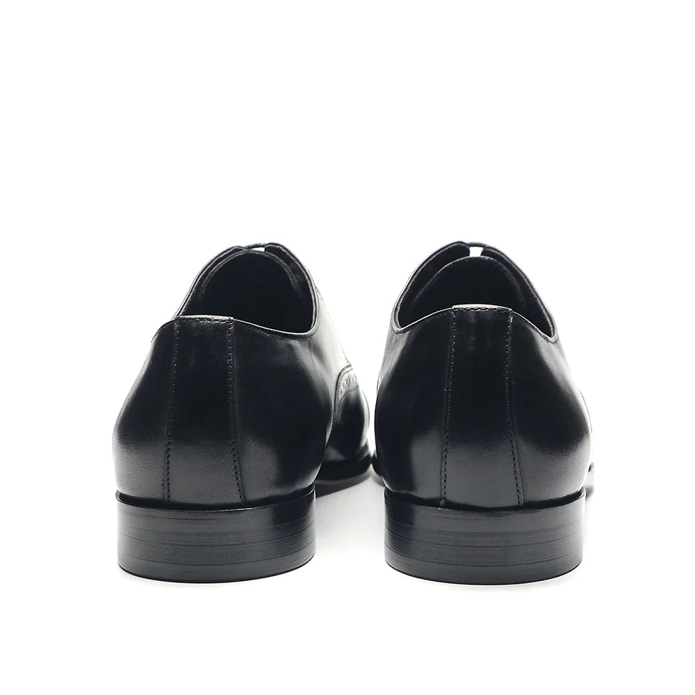 Italian Mens Dress Shoes Genuine Leather Cap Toe Oxfords Lace-up Black Brown Wedding Business Office Brogue Formal Shoes for Men