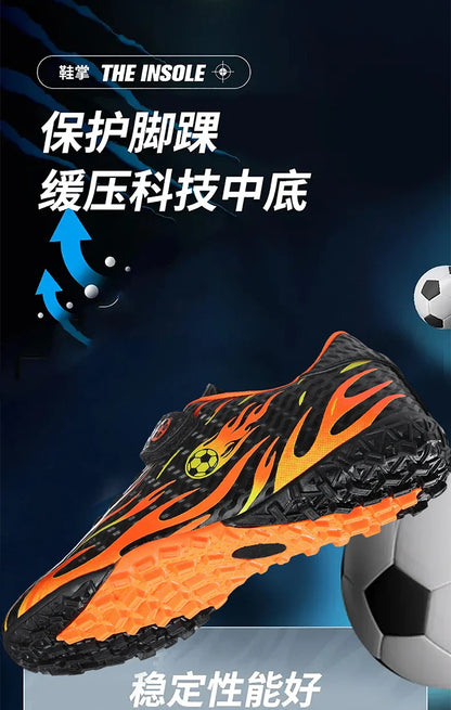 Children’s Soccer Shoes Grass Non-Slip Football Ankle Support Boots Outdoor Cleats Shoes Boys TF/FG Turf Futsal Training Shoes