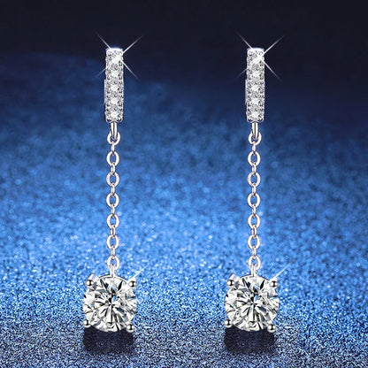 1 Carat D Color Moissanite Diamond Drop Earrings 925  Silver with  White Gold Plated Charm Earrings For Women Wholesale