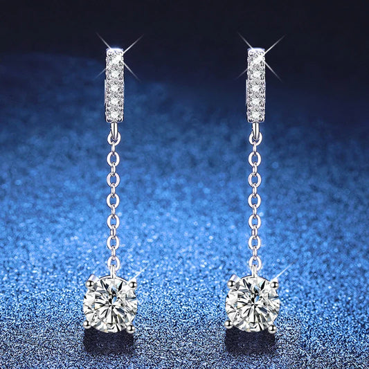 1 Carat D Color Moissanite Diamond Drop Earrings 925  Silver with  White Gold Plated Charm Earrings For Women Wholesale