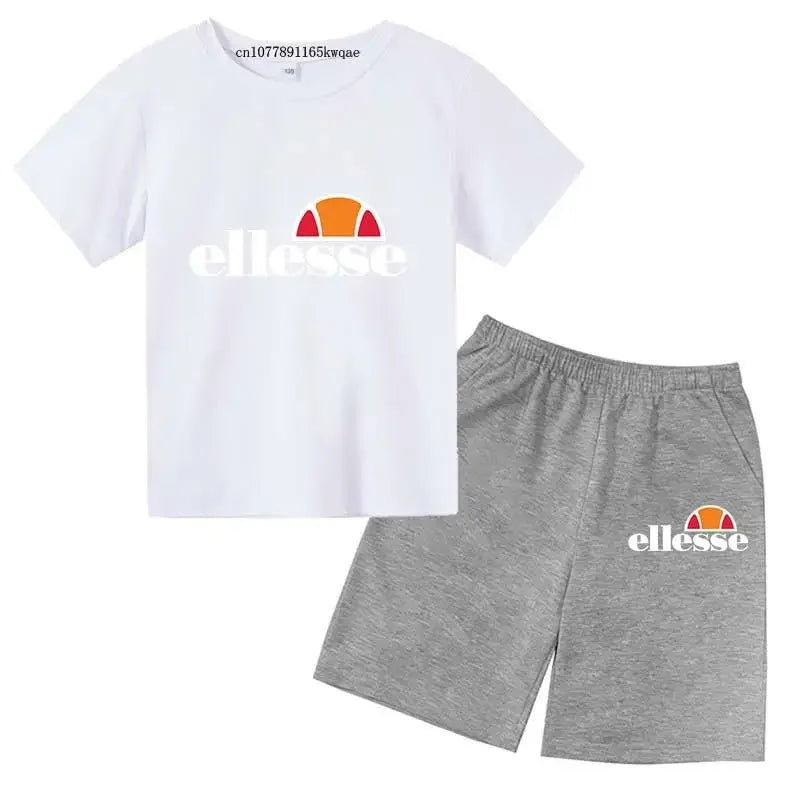 Kids Summer Leisure Letter 2pcs O-neck Short Sleeve T-shirts+Pants Suits 3-13 Years Boys Girls Casual Outfits Children Clothes