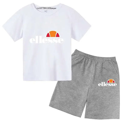 Kids Summer Leisure Letter 2pcs O-neck Short Sleeve T-shirts+Pants Suits 3-13 Years Boys Girls Casual Outfits Children Clothes