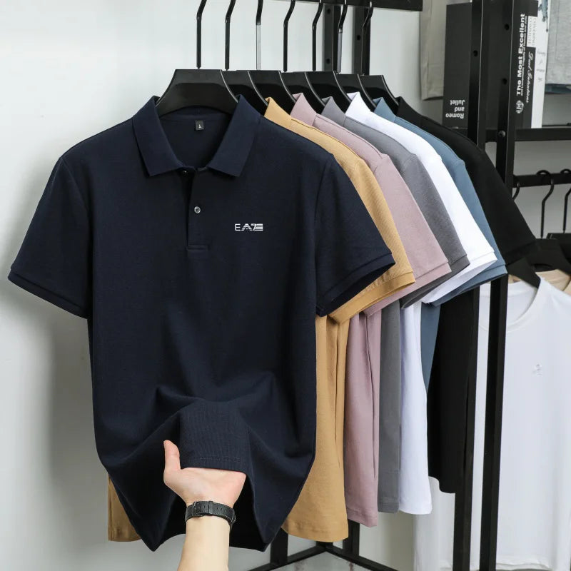 Luxury brand polo shirt short sleeved letter printed men's top summer 100% cotton comfortable breathable casual lapel T-shirt