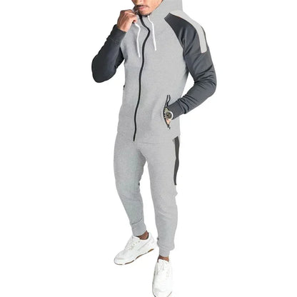 New Men's Autumn and Winter Suit Zipper Hoodie + Pants Two-piece Casual Sportswear Men's Sportswear Warm Clothing Sports Suit