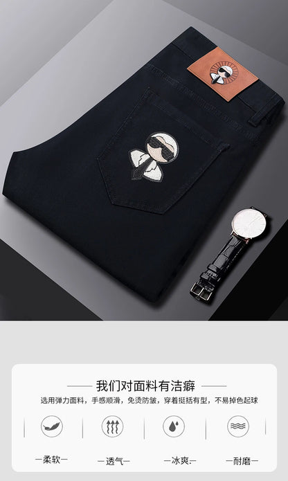 Fashion Men Jeans Stretch Straight Leg Casual Slim Fit Denim Pants Male Brand Luxury Design Business Classic Trousers