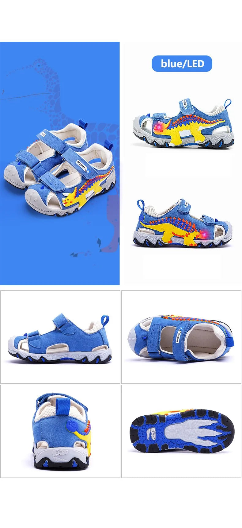 LED Children Sandals Summer Boys Girls Genuine Leather Luminous Sole Light Up 2023 Kids Outdoor Casual Beach Shoes