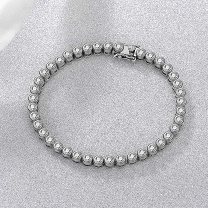 2/3mm  Certified Moissanite Tennis Bracelet for Women 925 Sterling Silver Round Bubble Bezel Setting Diamond Bracelets Bangle