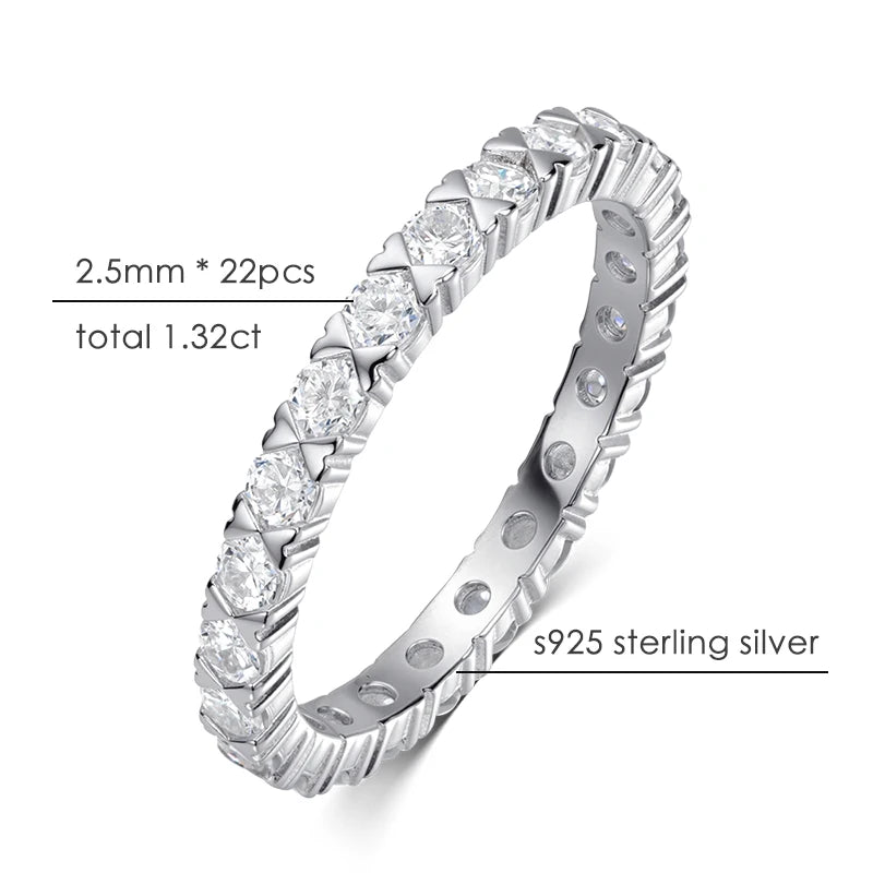 2.5mm D VVS1 Moissanite Eternity Band Rings for Women GRA Certified Jewelry 925 Sterling Silver Engagement Wedding Ring