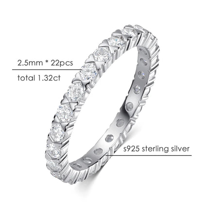 2.5mm D VVS1 Moissanite Eternity Band Rings for Women GRA Certified Jewelry 925 Sterling Silver Engagement Wedding Ring