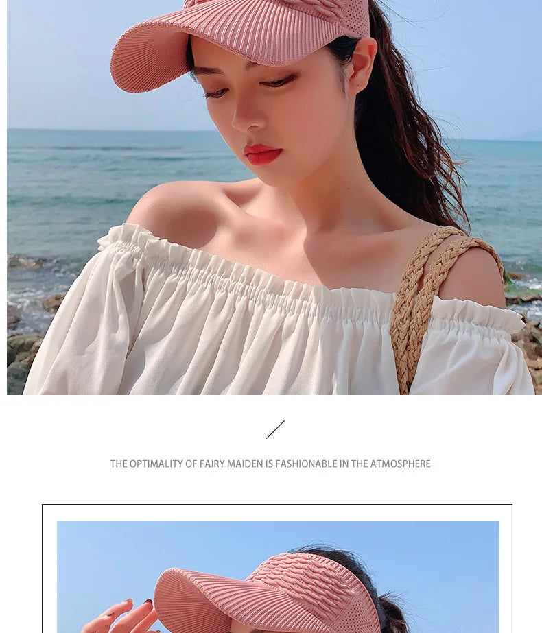 Anti-UV Sun Hats Breathable Adjustable Empty Top Visor Caps for Men