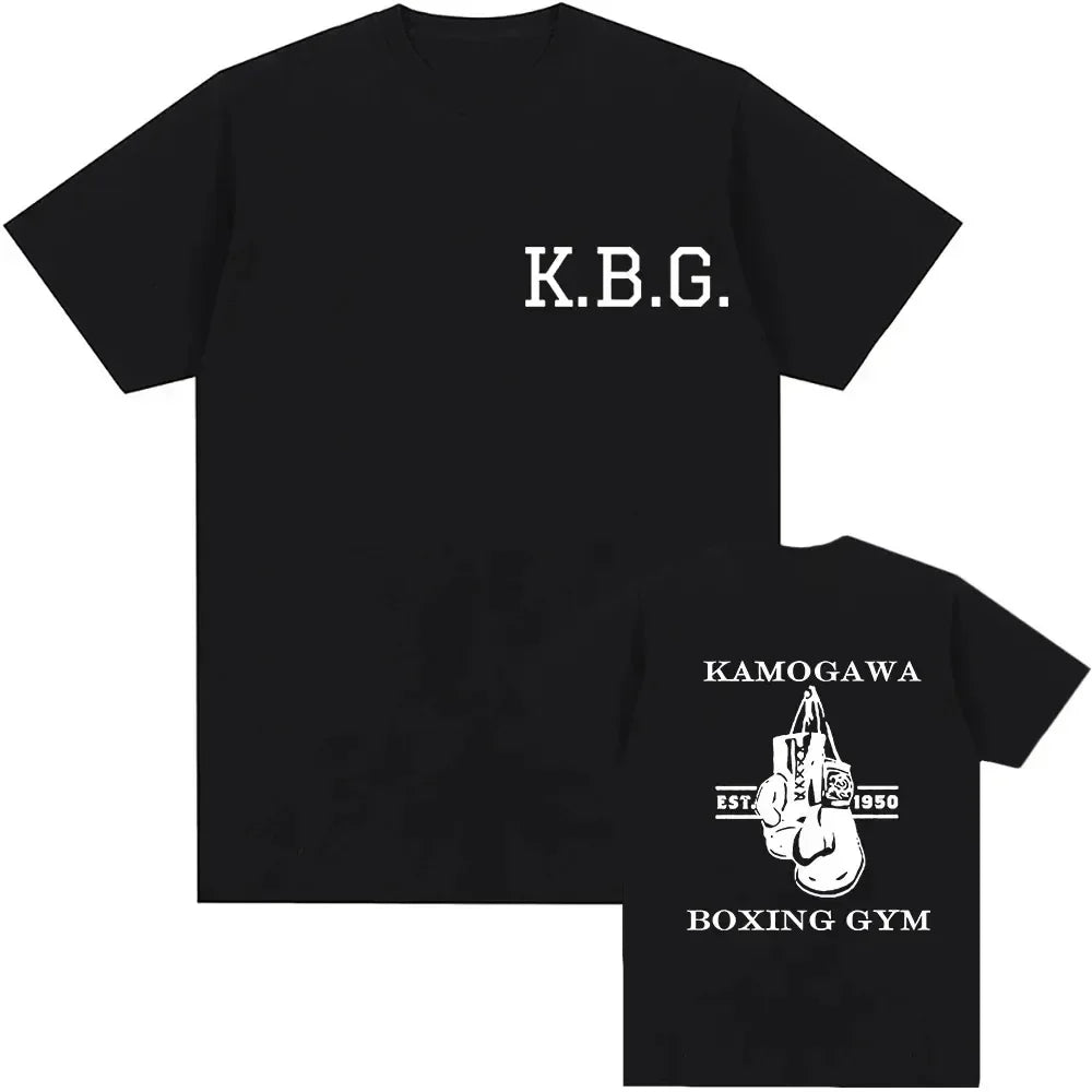 Streetwear Men Hajime No Ippo Printed Pure Cotton Vintage GYM Men's T-Shirt for Men Women Tops Funny Manga Kamagowa Boxing Gym