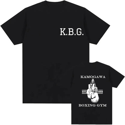 Streetwear Men Hajime No Ippo Printed Pure Cotton Vintage GYM Men's T-Shirt for Men Women Tops Funny Manga Kamagowa Boxing Gym