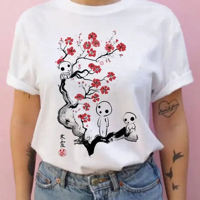 Summer men and women short-sleeved Studio Ghibli Totoro T-shirt Harajuku Kawaii Totoro Ghibli comfortable casual T-shirt