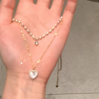 Heart Shape Pendant Necklaces Silver Color 5A Cubic Zirconia Minimalist Style Clavicle Chain Women And Girl Jewelry