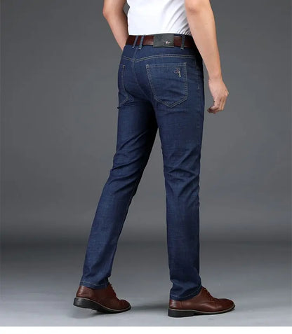 Men's Classic Straight Men's Jeans Fitted Comfortable Elastic Business Casual Denim Pants Korean Fashion  Autumn Casual Trousers