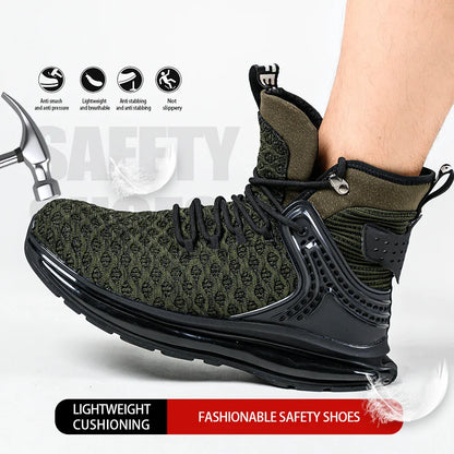 Breathable Men Work Safety Shoes Anti-smashing Steel Toe Cap Working Boots Construction Indestructible Work Sneakers Men Shoes