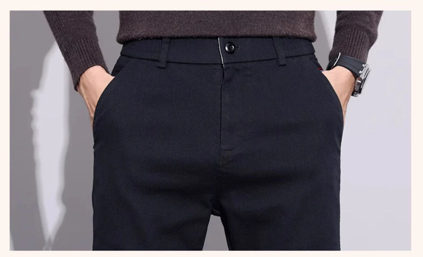 New Winter High-End Business Men's Suit Pants Autumn and Winter Slim Straight Casual Pants Versatile Fashion Trousers Korean