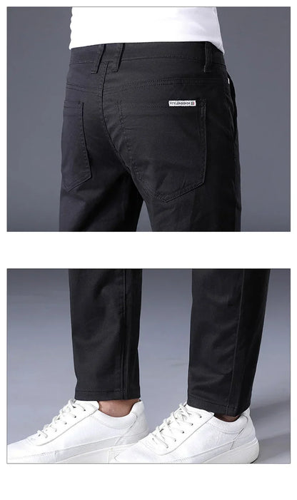7 Colors Summer Thin Men's Casual Pants Stretch Cotton Slim Fashion Business Trousers High Quality Male Clothes