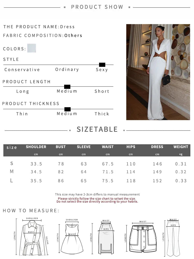 Waistless Long Dress Women Ruched Deep V-Neck Full Sleeve Metal Buckle Patchwork Prom Party Elegant Clothing