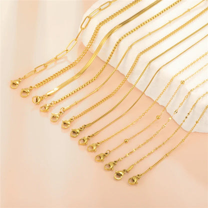Stainless Steel Gold Color Chain Necklace Women Minimalist Cuban Paperclip Twisted Snake Chain Fashion Jewelry Wholesale