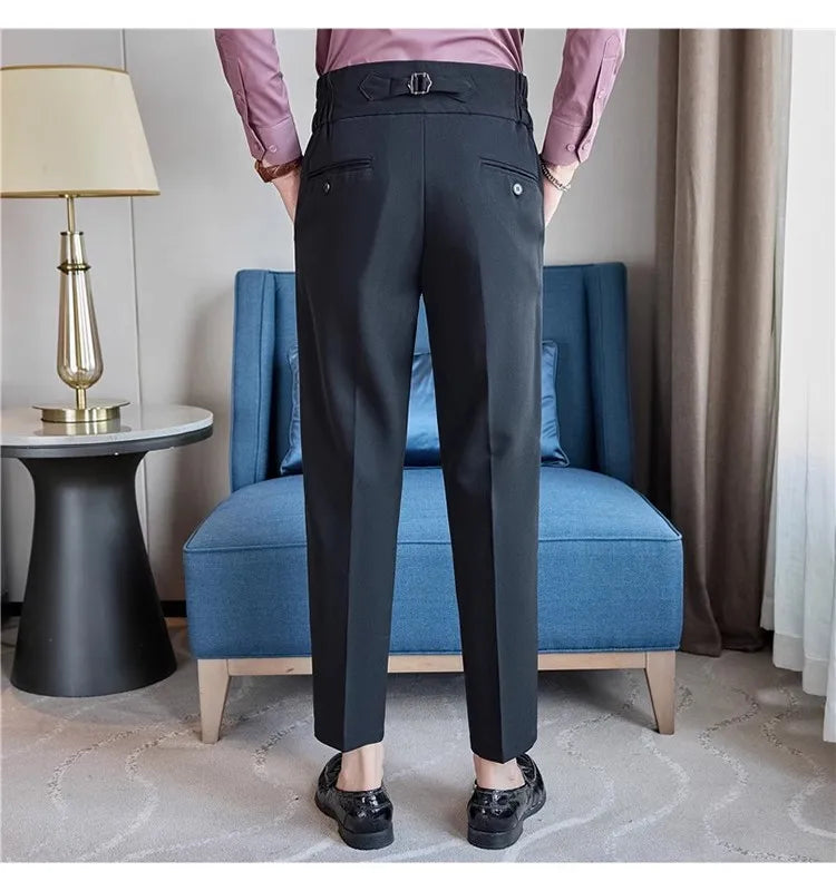 Men Summer Boutique Suits Pants Male Formal Wear Trousers Quality Men British Style Ice Silk Fabric Business Casual Suit Pants