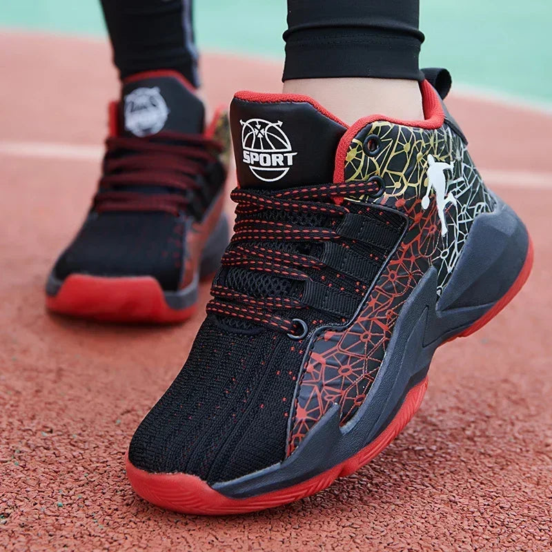 New Children's Sports Shoes Medium and Large Children's Mesh Boys Training Shoes Boys Basketball Footwear 2024 Spring and Summer