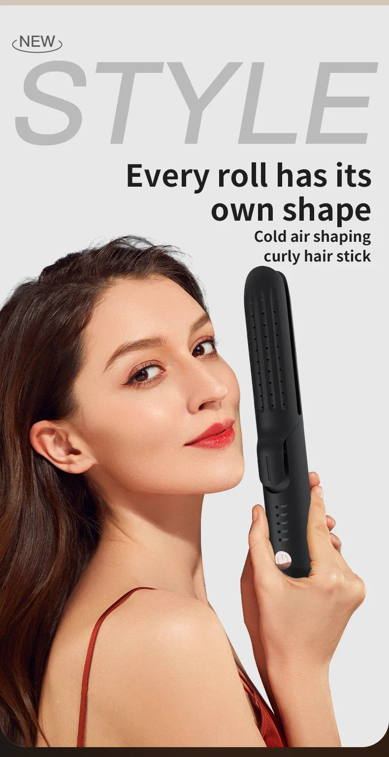 Professional 2-in-1 Hair Styler Curling Wand Straightener Negative lon Ceramic Plates Adjustable Temperature Salon Home