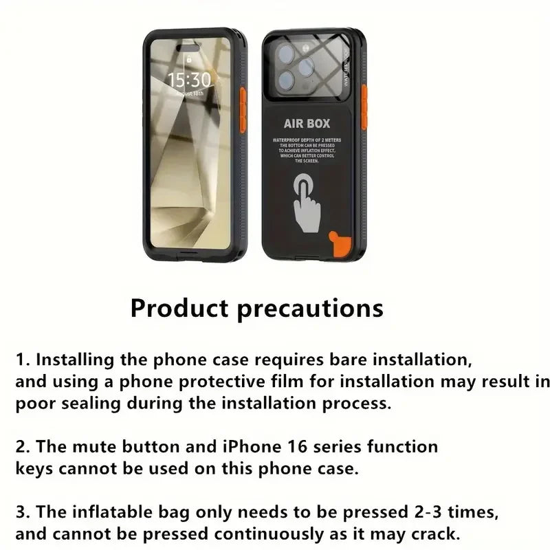 Outdoor Swimming Underwater Photography Universal Dropproof and Dustproof IP68 Waterproof Phone Case for iPhone16/15Pro/14/13/12