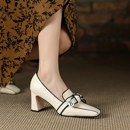 2025 French Style Genuine Leather Sandals Women Covered Toe Butterfly Knot Party Dating Sandals Office Ladies Pumps