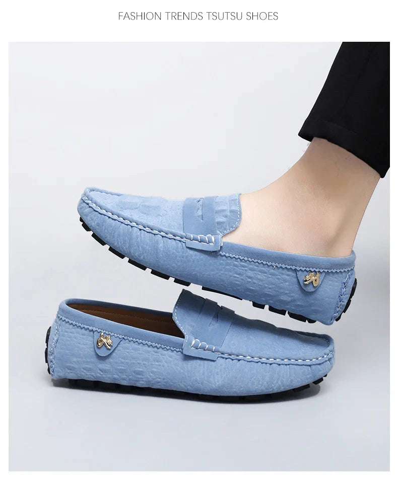 2025 Novos Sapatos Gorro Feitos à Mão Masculinos de Luxo Leve Estampa Crocodilo Tendência Mais Fácil de Combinar Slip-On Loafers Preguiçosos Sapatos da Moda para Dirigir Masculinos e Femininos