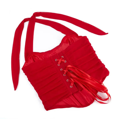 Corset Halter Crop Top Women Camisole Short Cropped Tank Tops Summer Sexy Elegant Nightclub Evening Party Female Clothes