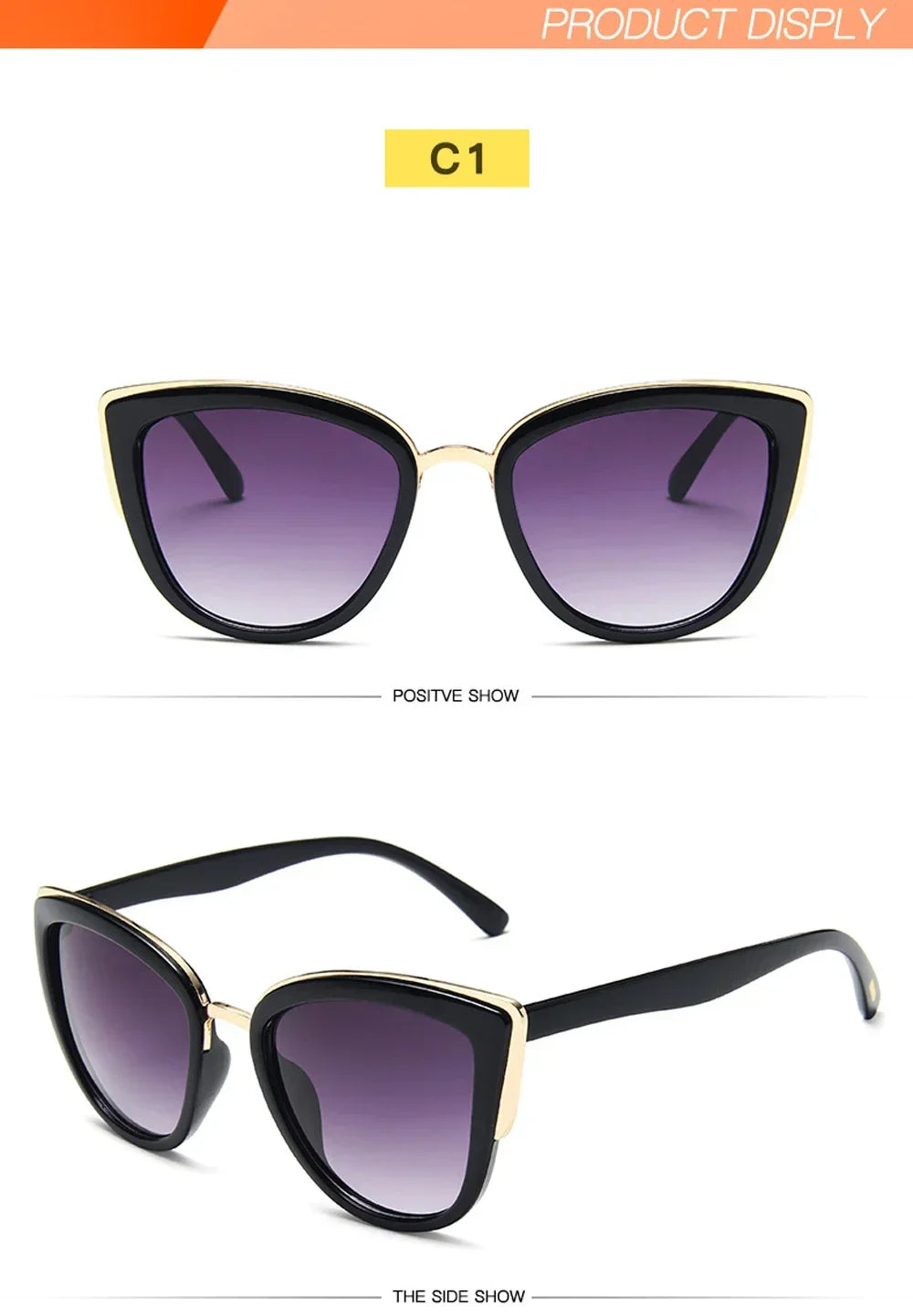 Retro Cateye Sunglasses for Women Polarized Vintage Classic Eyewear UV400 Protection