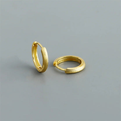 925 Sterling Silver Minimalist Matte Gothic Unisex Huggies Ear Hoop Earrings for Women Men Piercing Ear Buckle Jewelry