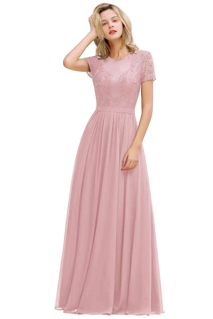 Dark Green Chiffon Long Bridesmaid Dresses Lace A Line O Neck With Sashes Wedding Guest Evening Party Gown Vestido De Fiesta