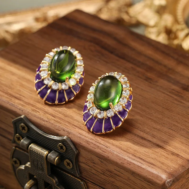 Jewelry Spring New Grid Enamel Earrings Simulated Pearl Dropping Oil Retro Style Earrings Women's Party Festival Gift