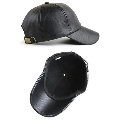 Vintage Men Beret Hat Leather Flat Hats Warm Autumn Winter Windproof Adjustable High Quality Peaked Cap Mens Retro Beret Caps