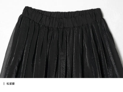 Half length skirt 2025 imakokoni Xia Sen style artistic bright yarn light and thin lace layered A-line skirt 255049
