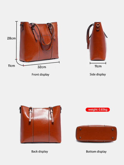 High Quality Women's Genuine Leather Tote Lady Luxury Designer Cowhide Shoulder Bag Large Capacity OL Handbag Shopper Bag