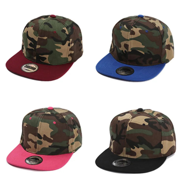Spring and Summer Baseball Cap Flat Brim Camouflage Fashion Hip Snapback Hat Plain Gorras Bone Blank Caps