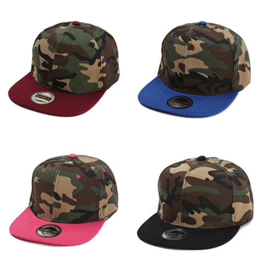Spring and Summer Baseball Cap Flat Brim Camouflage Fashion Hip Snapback Hat Plain Gorras Bone Blank Caps