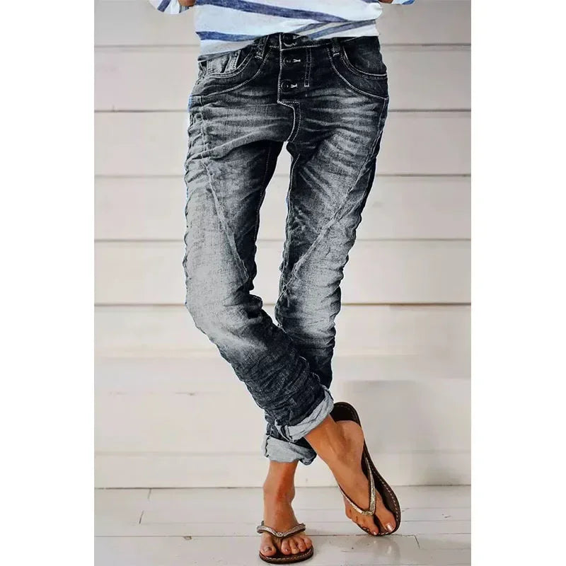 Vintage Elastic Waist Long Flare Pants