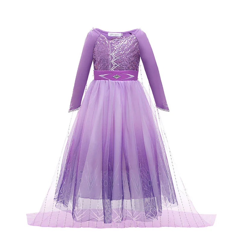 Frozen Snow Queen Elsa Anna Girls Cosplay Mesh Princess Dress Kids Halloween Carnival Party Birthday Frock Ball Vestidos