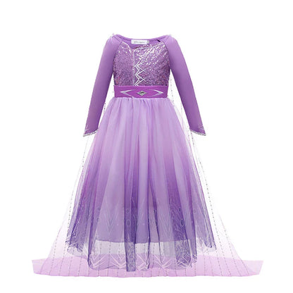 Frozen Snow Queen Elsa Anna Girls Cosplay Mesh Princess Dress Kids Halloween Carnival Party Birthday Frock Ball Vestidos