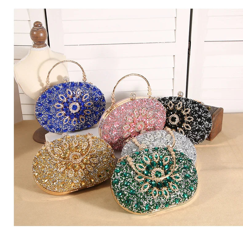 Cross-border explosive sunflower dinner bag Fashion banquet clutch bag Dress evening bag Diamond set bag European and American p