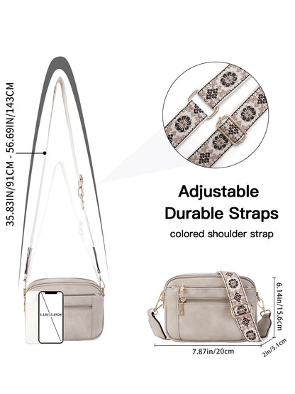 Ladies' Small Square Bag Two-tone Leather Crossbody Bag Large-capacity PU Crossbody Wallet Multi-functional Small Square Bag