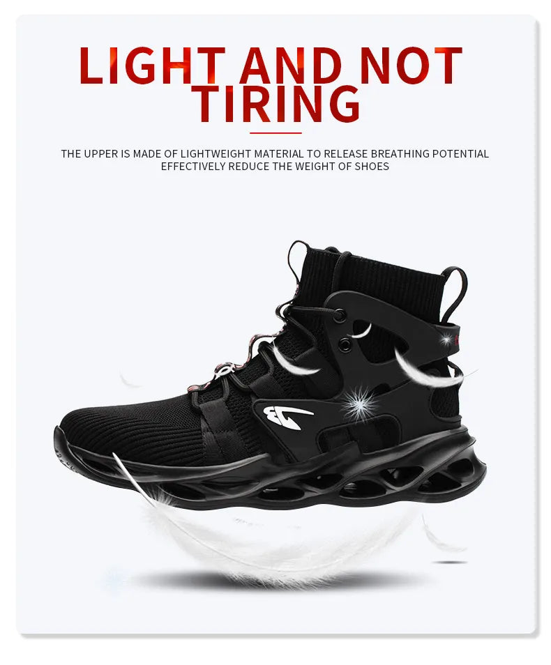 Steel Toe Safety Shoes Men, Anti-Puncture Anti-Smash Non Slip Industrial Work Boots Kevlar-Midsole Protection Tactical Boots