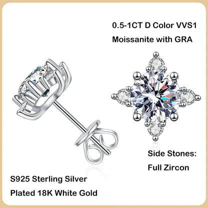 New In 0.5/1CT Octopus Moissanite Stud Earrings For Women Party Wedding Fine Jewelry S925 Sterling Silver Diamond Earring